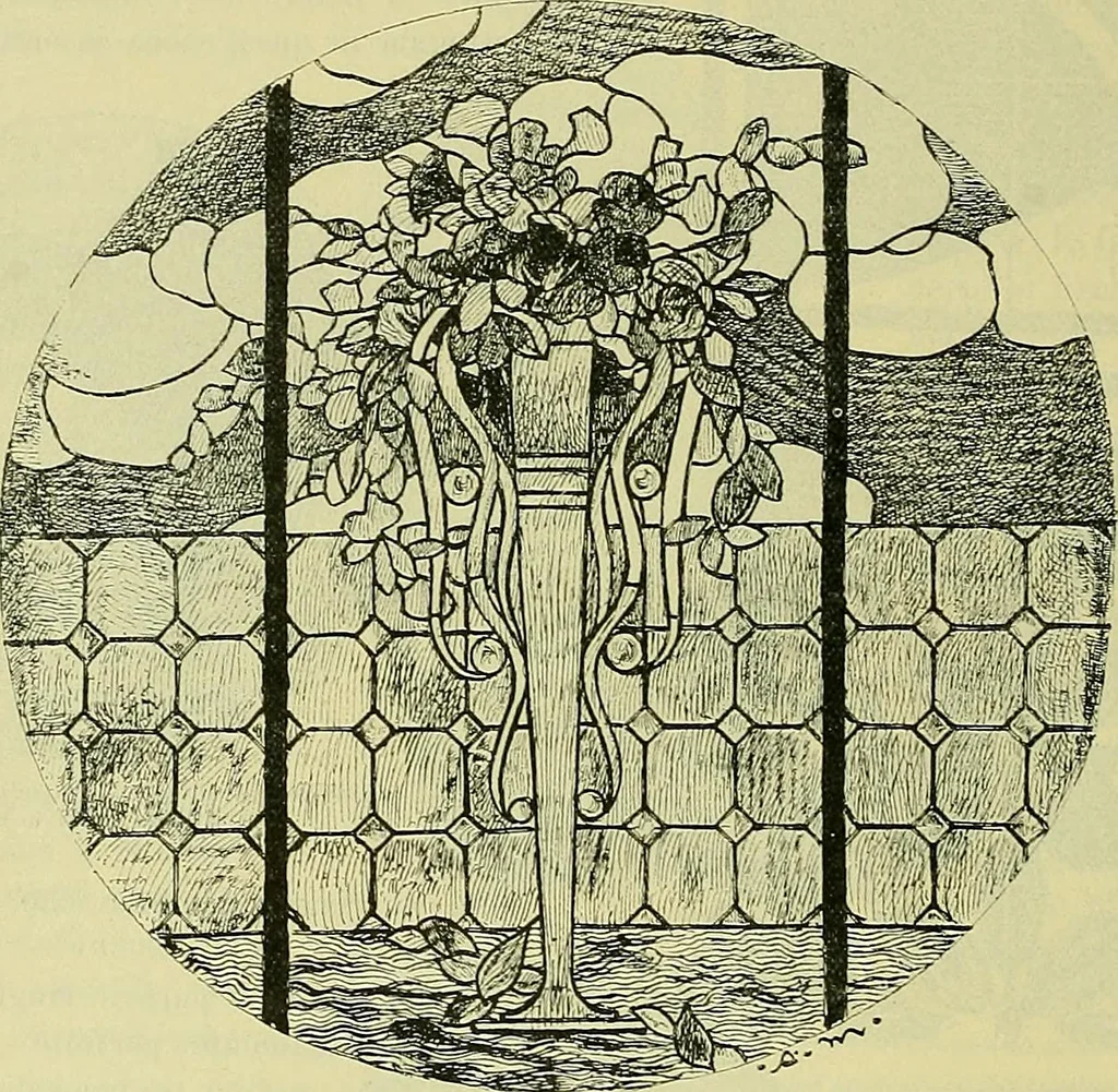 An illustration from L'arte nell'industria : lavori di legno e pastiglia, lavori di metallo, lavori di pietra, marmo, alabastro, ceramica, musaico, vetro, lavori di osso e avorio, lavori tessili, carte da parati e cuoi decorati, ricami, pizzi, cartelloni, stampe, ecc., 1907, leaf 625