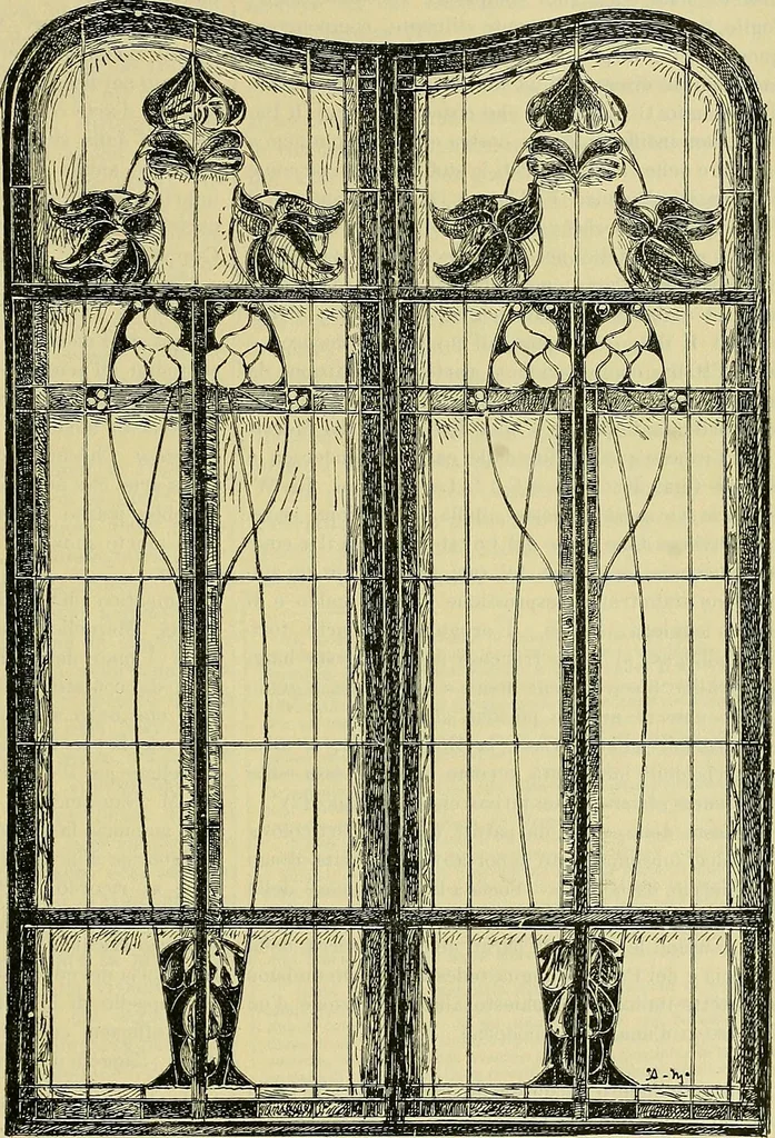 An illustration from L'arte nell'industria : lavori di legno e pastiglia, lavori di metallo, lavori di pietra, marmo, alabastro, ceramica, musaico, vetro, lavori di osso e avorio, lavori tessili, carte da parati e cuoi decorati, ricami, pizzi, cartelloni, stampe, ecc., 1907, leaf 626
