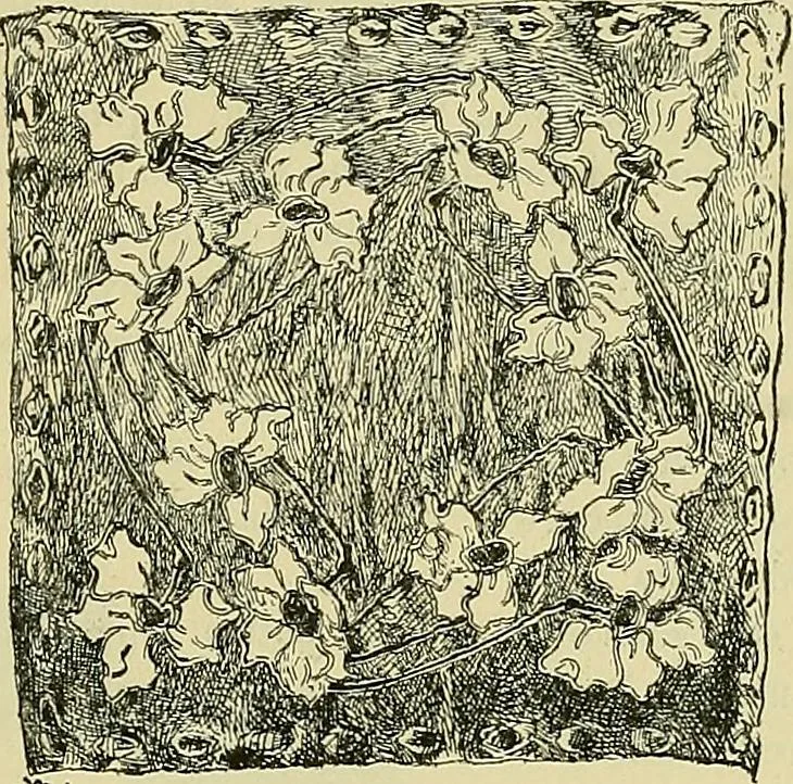 An illustration from L'arte nell'industria : lavori di legno e pastiglia, lavori di metallo, lavori di pietra, marmo, alabastro, ceramica, musaico, vetro, lavori di osso e avorio, lavori tessili, carte da parati e cuoi decorati, ricami, pizzi, cartelloni, stampe, ecc., 1907, leaf 632
