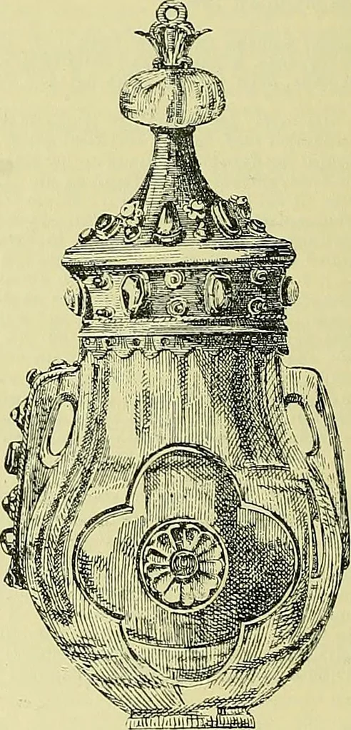 An illustration from L'arte nell'industria : lavori di legno e pastiglia, lavori di metallo, lavori di pietra, marmo, alabastro, ceramica, musaico, vetro, lavori di osso e avorio, lavori tessili, carte da parati e cuoi decorati, ricami, pizzi, cartelloni, stampe, ecc., 1907, leaf 639