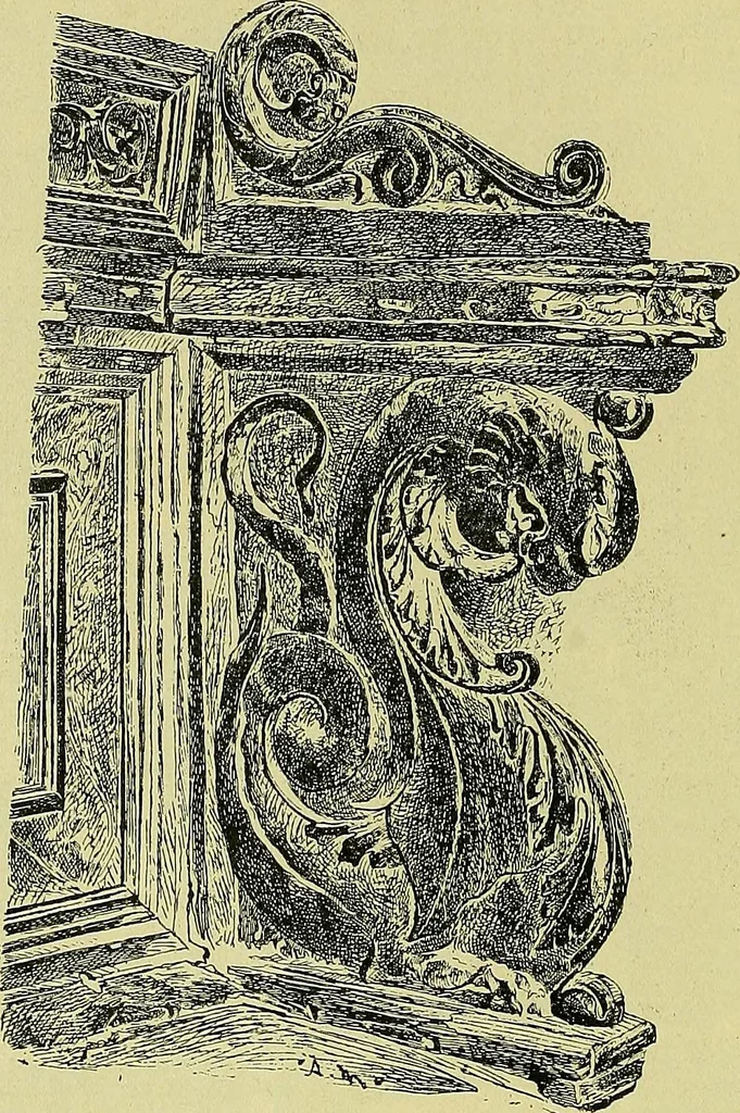 An illustration from L'arte nell'industria : lavori di legno e pastiglia, lavori di metallo, lavori di pietra, marmo, alabastro, ceramica, musaico, vetro, lavori di osso e avorio, lavori tessili, carte da parati e cuoi decorati, ricami, pizzi, cartelloni, stampe, ecc., 1907, leaf 67