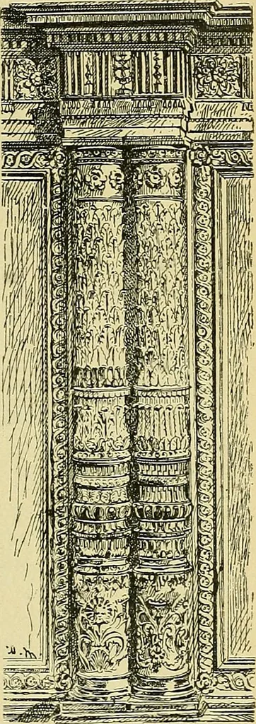 An illustration from L'arte nell'industria : lavori di legno e pastiglia, lavori di metallo, lavori di pietra, marmo, alabastro, ceramica, musaico, vetro, lavori di osso e avorio, lavori tessili, carte da parati e cuoi decorati, ricami, pizzi, cartelloni, stampe, ecc., 1907, leaf 78