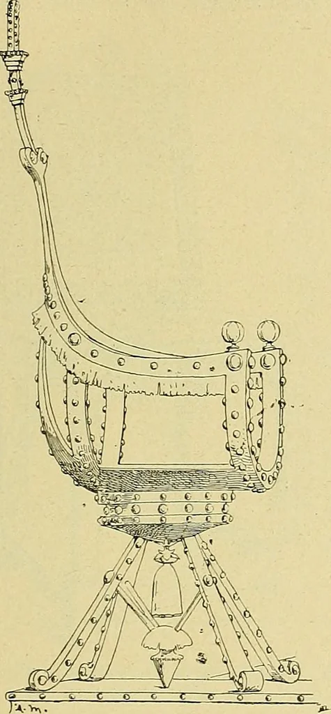An illustration from L'arte nell'industria : lavori di legno e pastiglia, lavori di metallo, lavori di pietra, marmo, alabastro, ceramica, musaico, vetro, lavori di osso e avorio, lavori tessili, carte da parati e cuoi decorati, ricami, pizzi, cartelloni, stampe, ecc., 1907, leaf 86