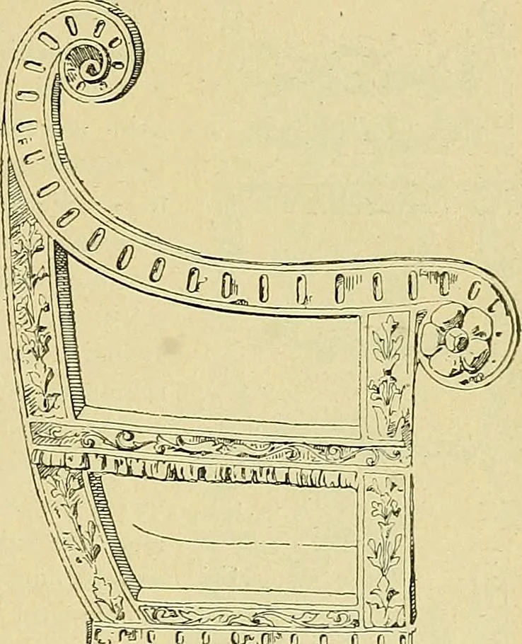 An illustration from L'arte nell'industria : lavori di legno e pastiglia, lavori di metallo, lavori di pietra, marmo, alabastro, ceramica, musaico, vetro, lavori di osso e avorio, lavori tessili, carte da parati e cuoi decorati, ricami, pizzi, cartelloni, stampe, ecc., 1907, leaf 86