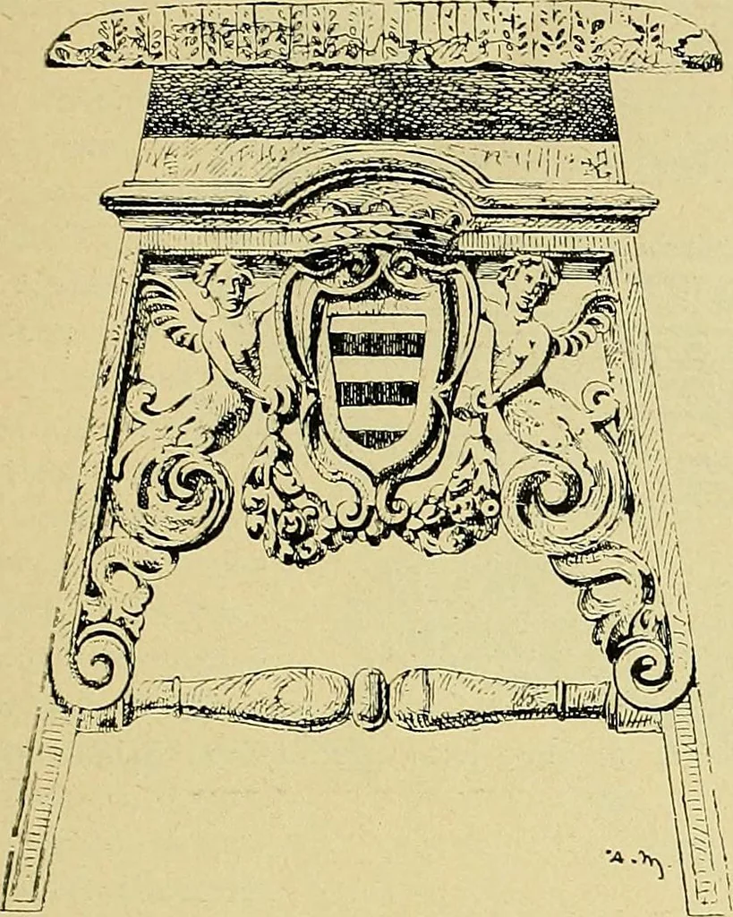 An illustration from L'arte nell'industria : lavori di legno e pastiglia, lavori di metallo, lavori di pietra, marmo, alabastro, ceramica, musaico, vetro, lavori di osso e avorio, lavori tessili, carte da parati e cuoi decorati, ricami, pizzi, cartelloni, stampe, ecc., 1907, leaf 90