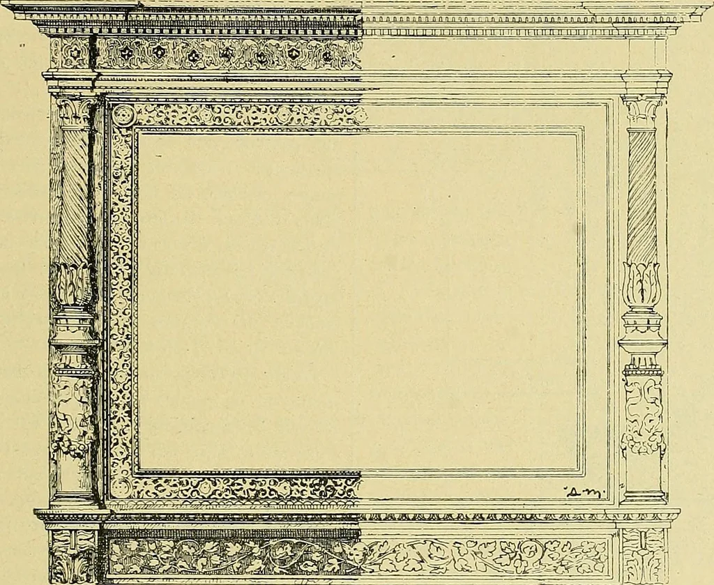 An illustration from L'arte nell'industria : lavori di legno e pastiglia, lavori di metallo, lavori di pietra, marmo, alabastro, ceramica, musaico, vetro, lavori di osso e avorio, lavori tessili, carte da parati e cuoi decorati, ricami, pizzi, cartelloni, stampe, ecc., 1907, leaf 94