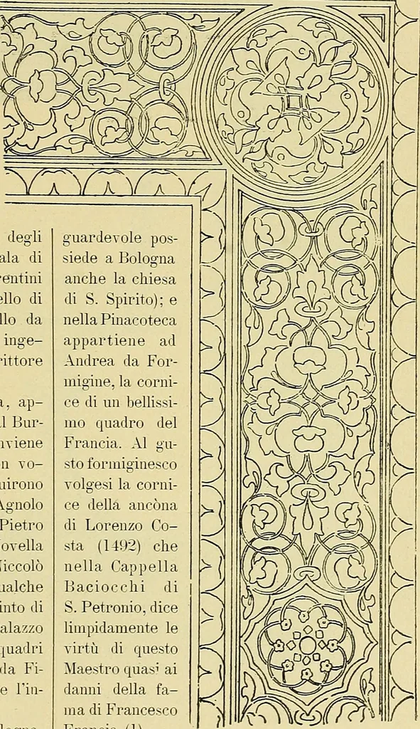 An illustration from L'arte nell'industria : lavori di legno e pastiglia, lavori di metallo, lavori di pietra, marmo, alabastro, ceramica, musaico, vetro, lavori di osso e avorio, lavori tessili, carte da parati e cuoi decorati, ricami, pizzi, cartelloni, stampe, ecc., 1907, leaf 96