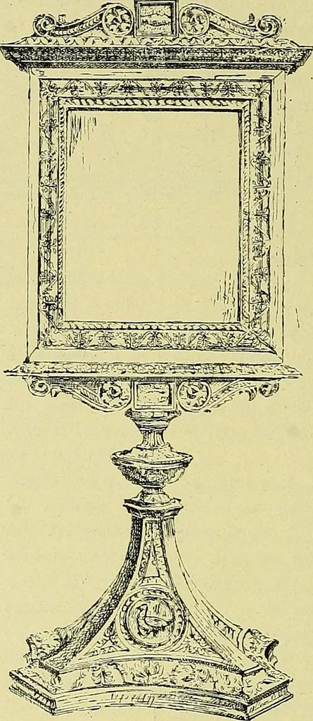 An illustration from L'arte nell'industria : lavori di legno e pastiglia, lavori di metallo, lavori di pietra, marmo, alabastro, ceramica, musaico, vetro, lavori di osso e avorio, lavori tessili, carte da parati e cuoi decorati, ricami, pizzi, cartelloni, stampe, ecc., 1907, leaf 97