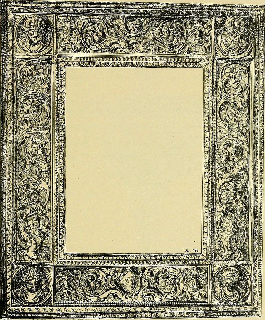 An illustration from L'arte nell'industria : lavori di legno e pastiglia, lavori di metallo, lavori di pietra, marmo, alabastro, ceramica, musaico, vetro, lavori di osso e avorio, lavori tessili, carte da parati e cuoi decorati, ricami, pizzi, cartelloni, stampe, ecc., 1907, leaf 98