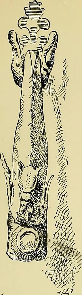 An illustration from L'arte nell'industria : lavori di legno e pastiglia, lavori di metallo, lavori di pietra, marmo, alabastro, ceramica, musaico, vetro, lavori di osso e avorio, lavori tessili, carte da parati e cuoi decorati, ricami, pizzi, cartelloni, stampe, ecc., 1907, leaf 100