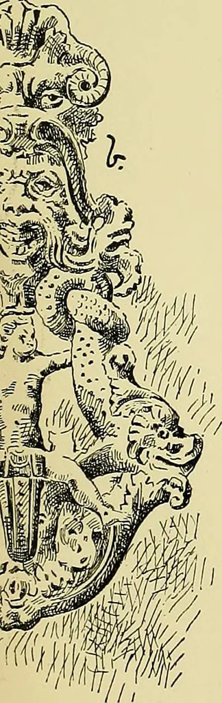 An illustration from L'arte nell'industria : lavori di legno e pastiglia, lavori di metallo, lavori di pietra, marmo, alabastro, ceramica, musaico, vetro, lavori di osso e avorio, lavori tessili, carte da parati e cuoi decorati, ricami, pizzi, cartelloni, stampe, ecc., 1907, leaf 100