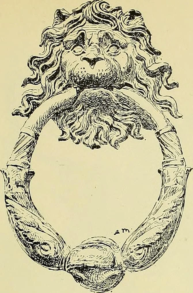 An illustration from L'arte nell'industria : lavori di legno e pastiglia, lavori di metallo, lavori di pietra, marmo, alabastro, ceramica, musaico, vetro, lavori di osso e avorio, lavori tessili, carte da parati e cuoi decorati, ricami, pizzi, cartelloni, stampe, ecc., 1907, leaf 100