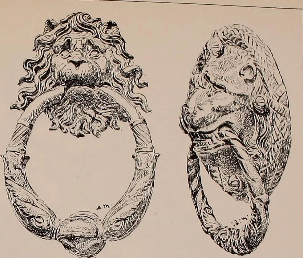 An illustration from L'arte nell'industria : lavori di legno e pastiglia, lavori di metallo, lavori di pietra, marmo, alabastro, ceramica, musaico, vetro, lavori di osso e avorio, lavori tessili, carte da parati e cuoi decorati, ricami, pizzi, cartelloni, stampe, ecc., 1907, leaf 102