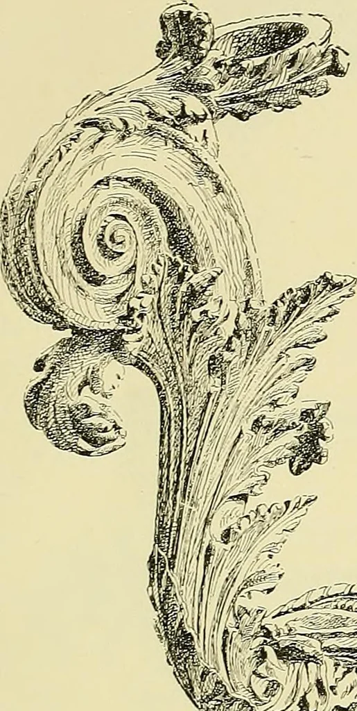 An illustration from L'arte nell'industria : lavori di legno e pastiglia, lavori di metallo, lavori di pietra, marmo, alabastro, ceramica, musaico, vetro, lavori di osso e avorio, lavori tessili, carte da parati e cuoi decorati, ricami, pizzi, cartelloni, stampe, ecc., 1907, leaf 110