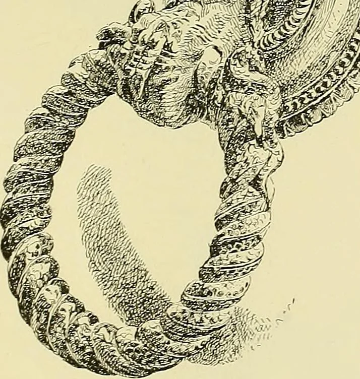 An illustration from L'arte nell'industria : lavori di legno e pastiglia, lavori di metallo, lavori di pietra, marmo, alabastro, ceramica, musaico, vetro, lavori di osso e avorio, lavori tessili, carte da parati e cuoi decorati, ricami, pizzi, cartelloni, stampe, ecc., 1907, leaf 110