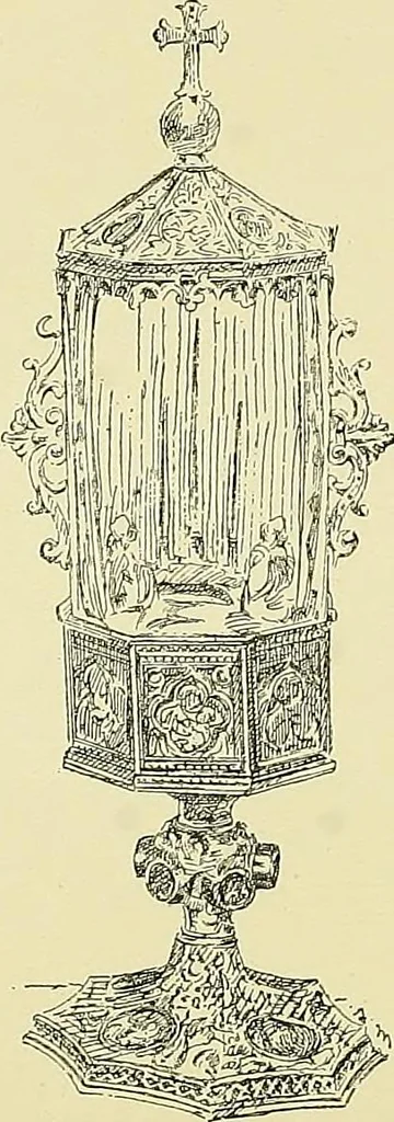 An illustration from L'arte nell'industria : lavori di legno e pastiglia, lavori di metallo, lavori di pietra, marmo, alabastro, ceramica, musaico, vetro, lavori di osso e avorio, lavori tessili, carte da parati e cuoi decorati, ricami, pizzi, cartelloni, stampe, ecc., 1907, leaf 118