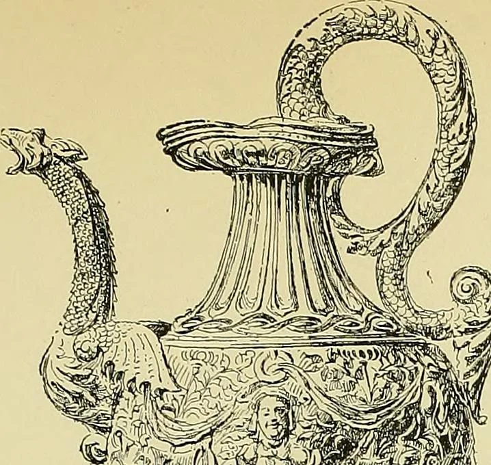 An illustration from L'arte nell'industria : lavori di legno e pastiglia, lavori di metallo, lavori di pietra, marmo, alabastro, ceramica, musaico, vetro, lavori di osso e avorio, lavori tessili, carte da parati e cuoi decorati, ricami, pizzi, cartelloni, stampe, ecc., 1907, leaf 126