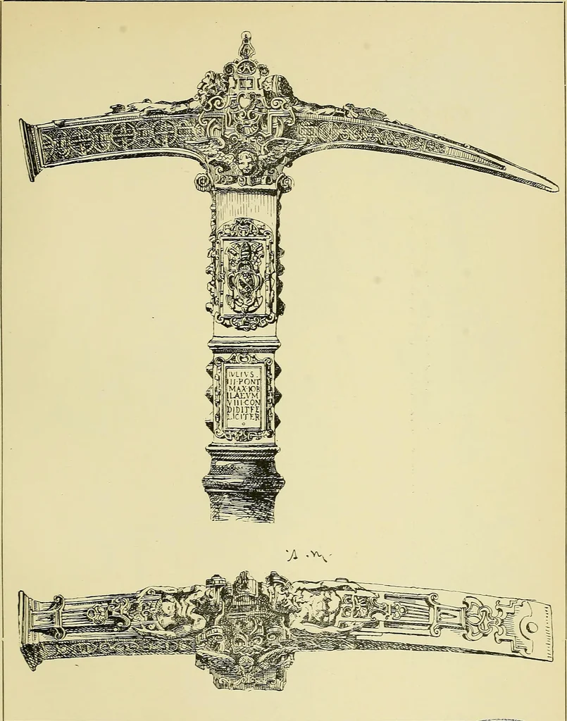 An illustration from L'arte nell'industria : lavori di legno e pastiglia, lavori di metallo, lavori di pietra, marmo, alabastro, ceramica, musaico, vetro, lavori di osso e avorio, lavori tessili, carte da parati e cuoi decorati, ricami, pizzi, cartelloni, stampe, ecc., 1907, leaf 130