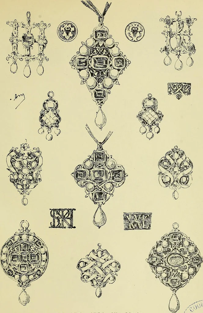 An illustration from L'arte nell'industria : lavori di legno e pastiglia, lavori di metallo, lavori di pietra, marmo, alabastro, ceramica, musaico, vetro, lavori di osso e avorio, lavori tessili, carte da parati e cuoi decorati, ricami, pizzi, cartelloni, stampe, ecc., 1907, leaf 134