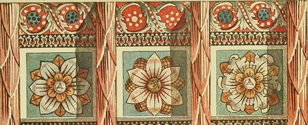 An illustration from L'arte nell'industria : lavori di legno e pastiglia, lavori di metallo, lavori di pietra, marmo, alabastro, ceramica, musaico, vetro, lavori di osso e avorio, lavori tessili, carte da parati e cuoi decorati, ricami, pizzi, cartelloni, stampe, ecc., 1907, leaf 14