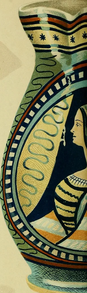 An illustration from L'arte nell'industria : lavori di legno e pastiglia, lavori di metallo, lavori di pietra, marmo, alabastro, ceramica, musaico, vetro, lavori di osso e avorio, lavori tessili, carte da parati e cuoi decorati, ricami, pizzi, cartelloni, stampe, ecc., 1907, leaf 141