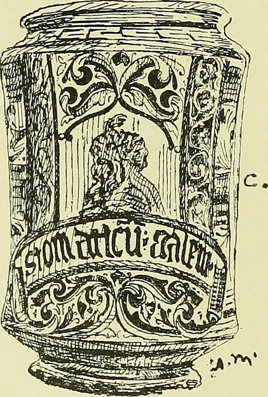 An illustration from L'arte nell'industria : lavori di legno e pastiglia, lavori di metallo, lavori di pietra, marmo, alabastro, ceramica, musaico, vetro, lavori di osso e avorio, lavori tessili, carte da parati e cuoi decorati, ricami, pizzi, cartelloni, stampe, ecc., 1907, leaf 147