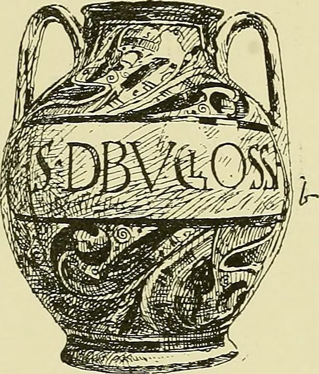 An illustration from L'arte nell'industria : lavori di legno e pastiglia, lavori di metallo, lavori di pietra, marmo, alabastro, ceramica, musaico, vetro, lavori di osso e avorio, lavori tessili, carte da parati e cuoi decorati, ricami, pizzi, cartelloni, stampe, ecc., 1907, leaf 148