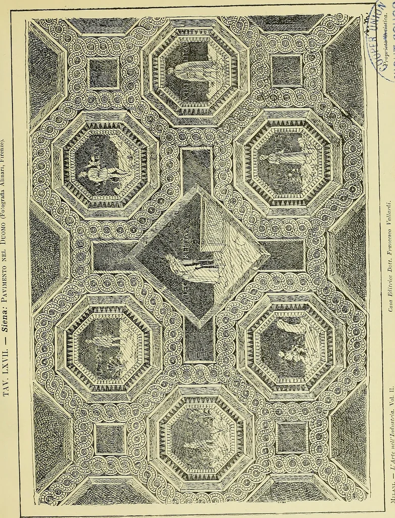An illustration from L'arte nell'industria : lavori di legno e pastiglia, lavori di metallo, lavori di pietra, marmo, alabastro, ceramica, musaico, vetro, lavori di osso e avorio, lavori tessili, carte da parati e cuoi decorati, ricami, pizzi, cartelloni, stampe, ecc., 1907, leaf 172