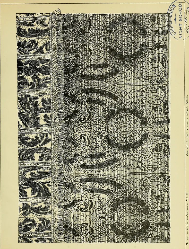 An illustration from L'arte nell'industria : lavori di legno e pastiglia, lavori di metallo, lavori di pietra, marmo, alabastro, ceramica, musaico, vetro, lavori di osso e avorio, lavori tessili, carte da parati e cuoi decorati, ricami, pizzi, cartelloni, stampe, ecc., 1907, leaf 176