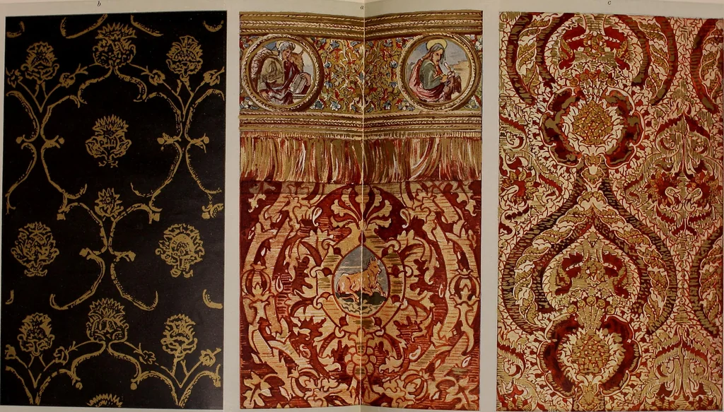 An illustration from L'arte nell'industria : lavori di legno e pastiglia, lavori di metallo, lavori di pietra, marmo, alabastro, ceramica, musaico, vetro, lavori di osso e avorio, lavori tessili, carte da parati e cuoi decorati, ricami, pizzi, cartelloni, stampe, ecc., 1907, leaf 182