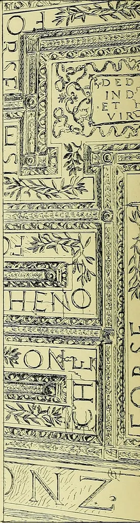 An illustration from L'arte nell'industria : lavori di legno e pastiglia, lavori di metallo, lavori di pietra, marmo, alabastro, ceramica, musaico, vetro, lavori di osso e avorio, lavori tessili, carte da parati e cuoi decorati, ricami, pizzi, cartelloni, stampe, ecc., 1907, leaf 19