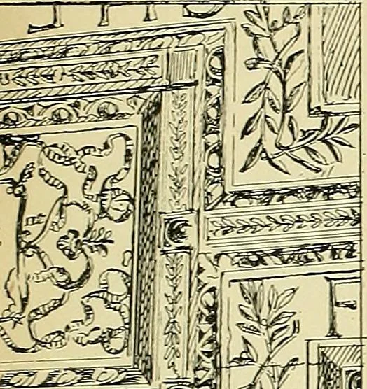 An illustration from L'arte nell'industria : lavori di legno e pastiglia, lavori di metallo, lavori di pietra, marmo, alabastro, ceramica, musaico, vetro, lavori di osso e avorio, lavori tessili, carte da parati e cuoi decorati, ricami, pizzi, cartelloni, stampe, ecc., 1907, leaf 20