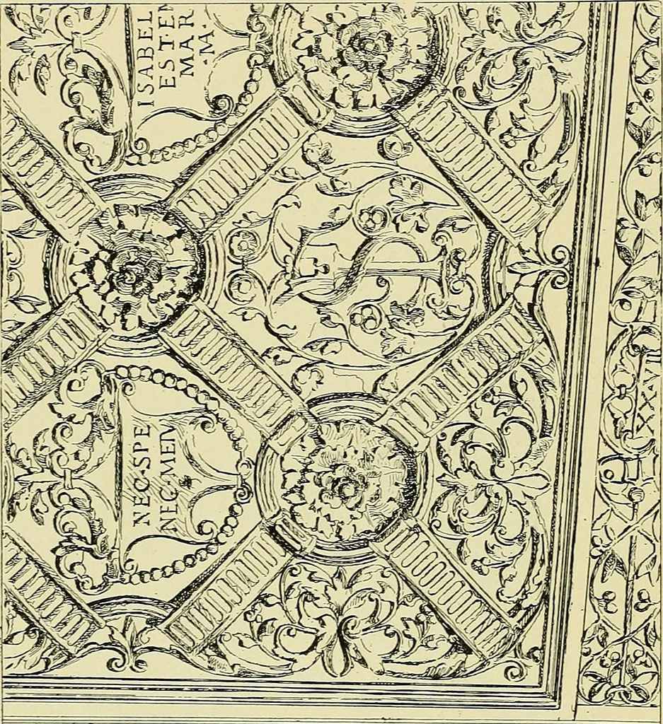 An illustration from L'arte nell'industria : lavori di legno e pastiglia, lavori di metallo, lavori di pietra, marmo, alabastro, ceramica, musaico, vetro, lavori di osso e avorio, lavori tessili, carte da parati e cuoi decorati, ricami, pizzi, cartelloni, stampe, ecc., 1907, leaf 20