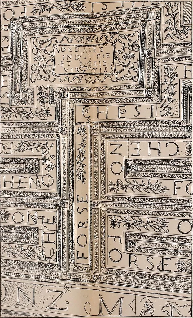 An illustration from L'arte nell'industria : lavori di legno e pastiglia, lavori di metallo, lavori di pietra, marmo, alabastro, ceramica, musaico, vetro, lavori di osso e avorio, lavori tessili, carte da parati e cuoi decorati, ricami, pizzi, cartelloni, stampe, ecc., 1907, leaf 21