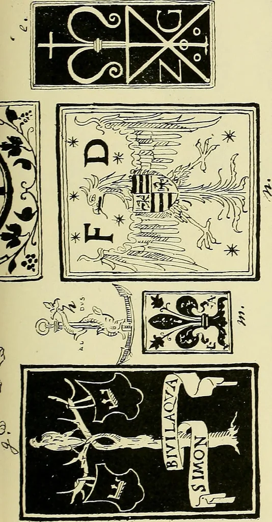 An illustration from L'arte nell'industria : lavori di legno e pastiglia, lavori di metallo, lavori di pietra, marmo, alabastro, ceramica, musaico, vetro, lavori di osso e avorio, lavori tessili, carte da parati e cuoi decorati, ricami, pizzi, cartelloni, stampe, ecc., 1907, leaf 222