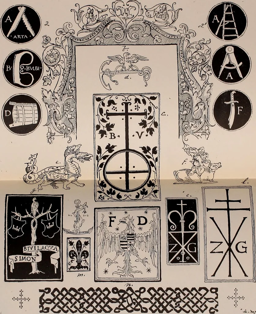 An illustration from L'arte nell'industria : lavori di legno e pastiglia, lavori di metallo, lavori di pietra, marmo, alabastro, ceramica, musaico, vetro, lavori di osso e avorio, lavori tessili, carte da parati e cuoi decorati, ricami, pizzi, cartelloni, stampe, ecc., 1907, leaf 224