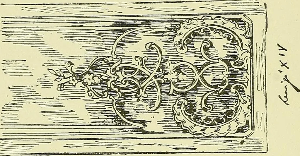 An illustration from L'arte nell'industria : lavori di legno e pastiglia, lavori di metallo, lavori di pietra, marmo, alabastro, ceramica, musaico, vetro, lavori di osso e avorio, lavori tessili, carte da parati e cuoi decorati, ricami, pizzi, cartelloni, stampe, ecc., 1907, leaf 229
