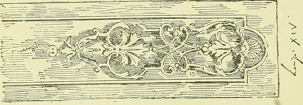 An illustration from L'arte nell'industria : lavori di legno e pastiglia, lavori di metallo, lavori di pietra, marmo, alabastro, ceramica, musaico, vetro, lavori di osso e avorio, lavori tessili, carte da parati e cuoi decorati, ricami, pizzi, cartelloni, stampe, ecc., 1907, leaf 229