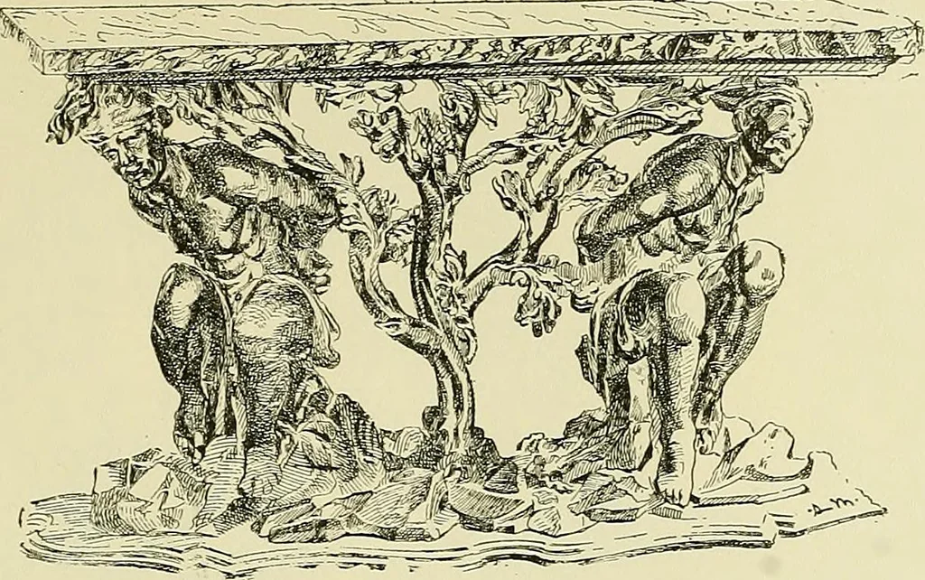 An illustration from L'arte nell'industria : lavori di legno e pastiglia, lavori di metallo, lavori di pietra, marmo, alabastro, ceramica, musaico, vetro, lavori di osso e avorio, lavori tessili, carte da parati e cuoi decorati, ricami, pizzi, cartelloni, stampe, ecc., 1907, leaf 246