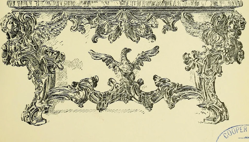 An illustration from L'arte nell'industria : lavori di legno e pastiglia, lavori di metallo, lavori di pietra, marmo, alabastro, ceramica, musaico, vetro, lavori di osso e avorio, lavori tessili, carte da parati e cuoi decorati, ricami, pizzi, cartelloni, stampe, ecc., 1907, leaf 248