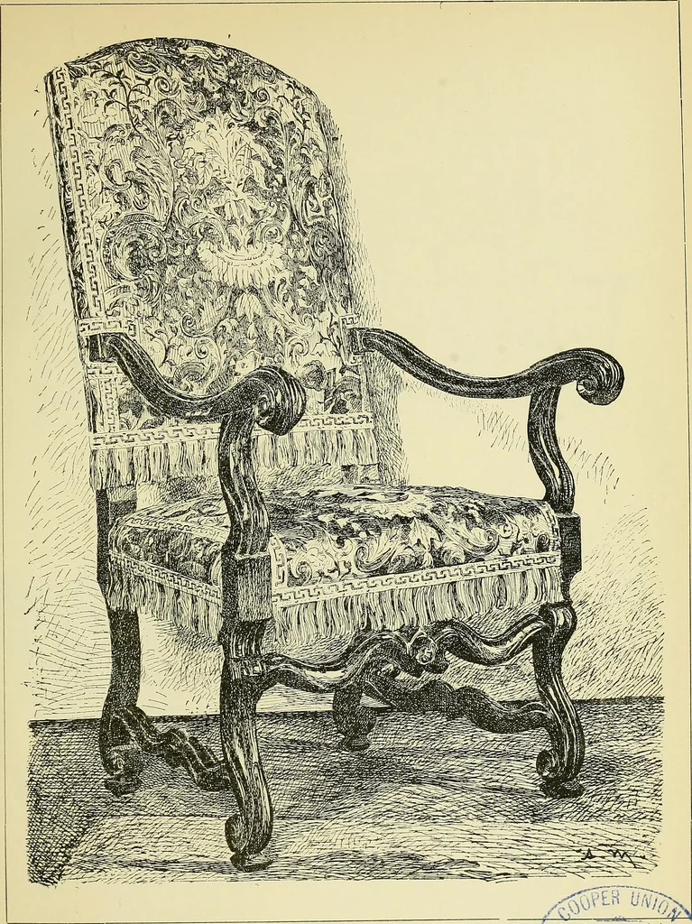 An illustration from L'arte nell'industria : lavori di legno e pastiglia, lavori di metallo, lavori di pietra, marmo, alabastro, ceramica, musaico, vetro, lavori di osso e avorio, lavori tessili, carte da parati e cuoi decorati, ricami, pizzi, cartelloni, stampe, ecc., 1907, leaf 254