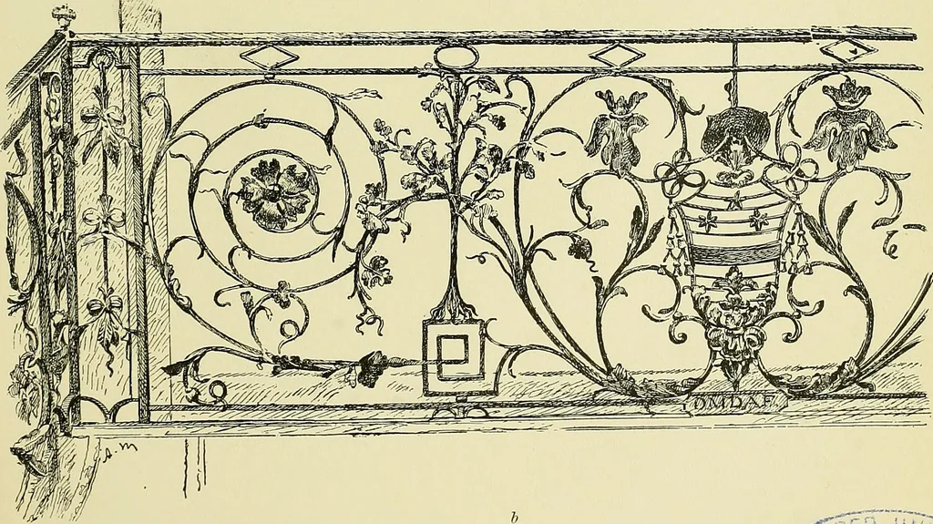 An illustration from L'arte nell'industria : lavori di legno e pastiglia, lavori di metallo, lavori di pietra, marmo, alabastro, ceramica, musaico, vetro, lavori di osso e avorio, lavori tessili, carte da parati e cuoi decorati, ricami, pizzi, cartelloni, stampe, ecc., 1907, leaf 276