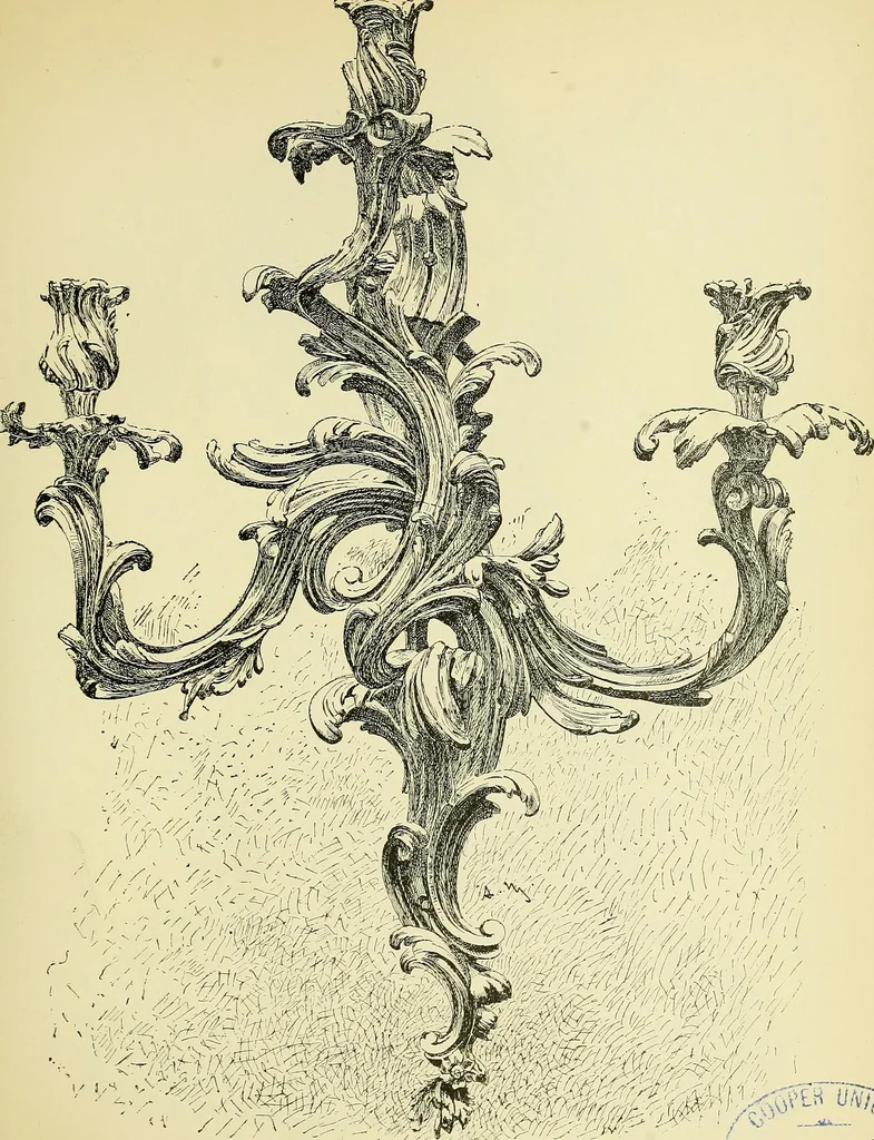 An illustration from L'arte nell'industria : lavori di legno e pastiglia, lavori di metallo, lavori di pietra, marmo, alabastro, ceramica, musaico, vetro, lavori di osso e avorio, lavori tessili, carte da parati e cuoi decorati, ricami, pizzi, cartelloni, stampe, ecc., 1907, leaf 288