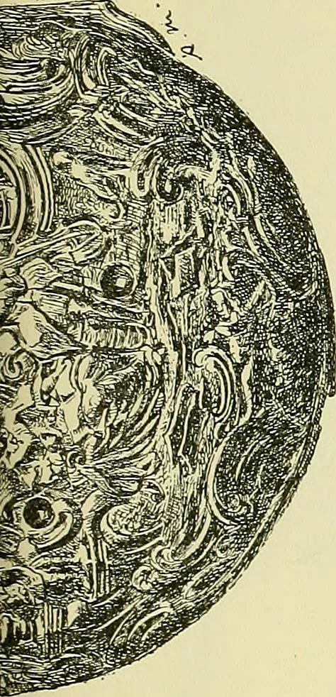An illustration from L'arte nell'industria : lavori di legno e pastiglia, lavori di metallo, lavori di pietra, marmo, alabastro, ceramica, musaico, vetro, lavori di osso e avorio, lavori tessili, carte da parati e cuoi decorati, ricami, pizzi, cartelloni, stampe, ecc., 1907, leaf 294