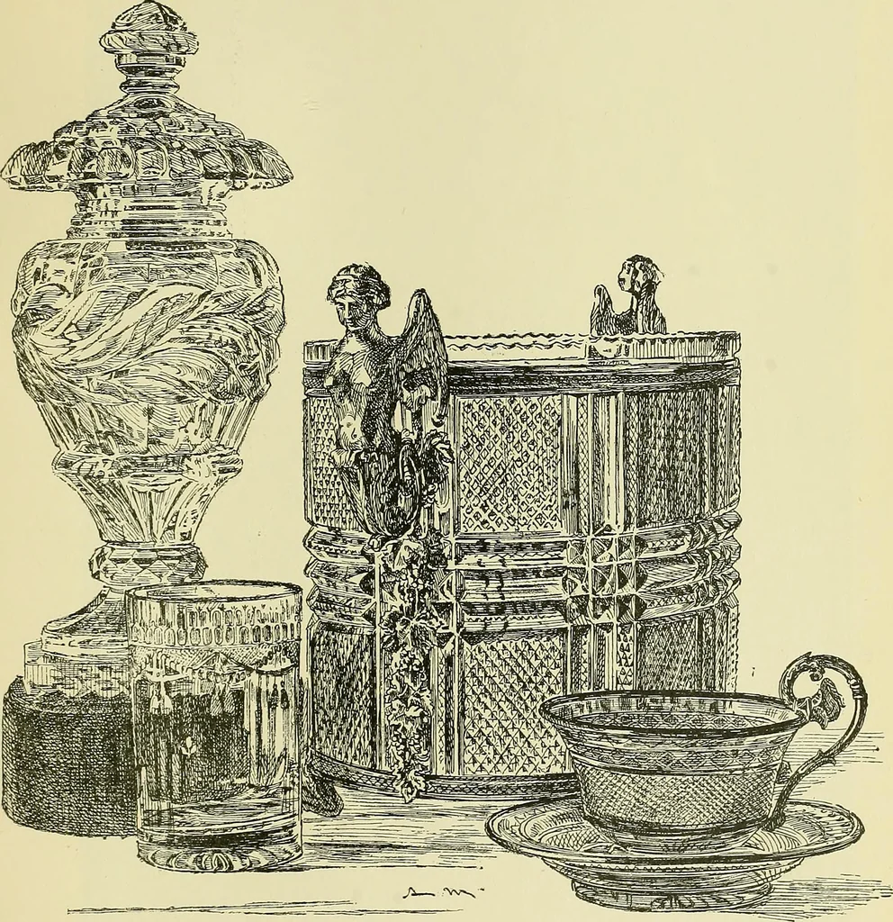 An illustration from L'arte nell'industria : lavori di legno e pastiglia, lavori di metallo, lavori di pietra, marmo, alabastro, ceramica, musaico, vetro, lavori di osso e avorio, lavori tessili, carte da parati e cuoi decorati, ricami, pizzi, cartelloni, stampe, ecc., 1907, leaf 368
