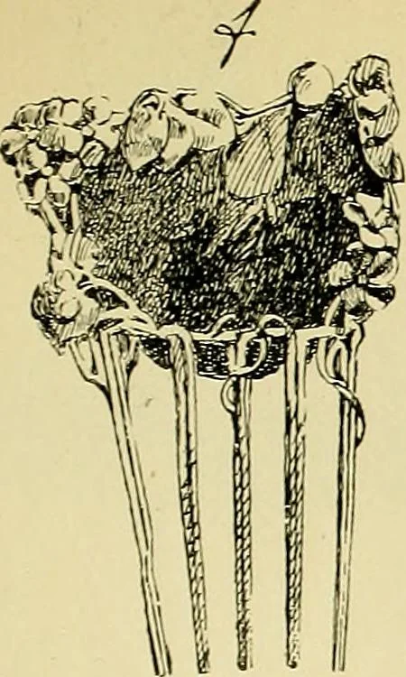 An illustration from L'arte nell'industria : lavori di legno e pastiglia, lavori di metallo, lavori di pietra, marmo, alabastro, ceramica, musaico, vetro, lavori di osso e avorio, lavori tessili, carte da parati e cuoi decorati, ricami, pizzi, cartelloni, stampe, ecc., 1907, leaf 388