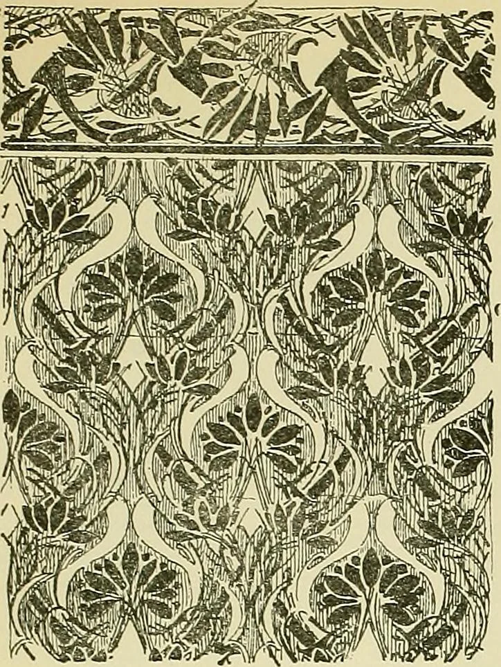 An illustration from L'arte nell'industria : lavori di legno e pastiglia, lavori di metallo, lavori di pietra, marmo, alabastro, ceramica, musaico, vetro, lavori di osso e avorio, lavori tessili, carte da parati e cuoi decorati, ricami, pizzi, cartelloni, stampe, ecc., 1907, leaf 396