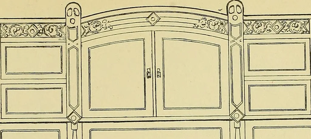 An illustration from L'arte nell'industria : lavori di legno e pastiglia, lavori di metallo, lavori di pietra, marmo, alabastro, ceramica, musaico, vetro, lavori di osso e avorio, lavori tessili, carte da parati e cuoi decorati, ricami, pizzi, cartelloni, stampe, ecc., 1907, leaf 404