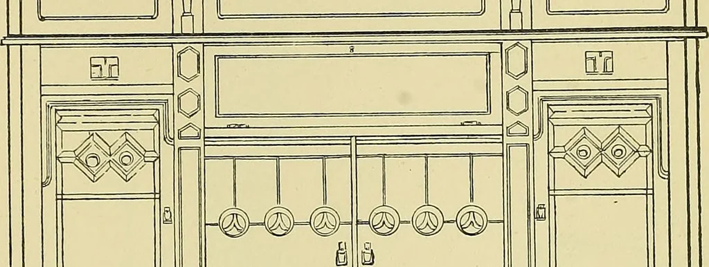 An illustration from L'arte nell'industria : lavori di legno e pastiglia, lavori di metallo, lavori di pietra, marmo, alabastro, ceramica, musaico, vetro, lavori di osso e avorio, lavori tessili, carte da parati e cuoi decorati, ricami, pizzi, cartelloni, stampe, ecc., 1907, leaf 404