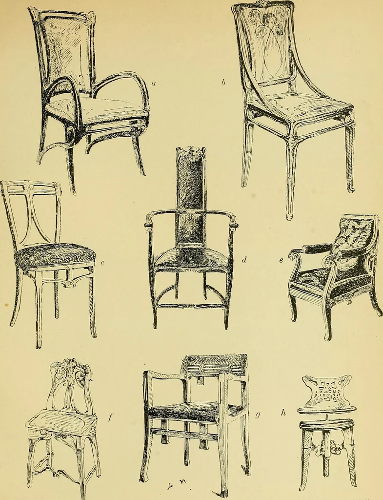 An illustration from L'arte nell'industria : lavori di legno e pastiglia, lavori di metallo, lavori di pietra, marmo, alabastro, ceramica, musaico, vetro, lavori di osso e avorio, lavori tessili, carte da parati e cuoi decorati, ricami, pizzi, cartelloni, stampe, ecc., 1907, leaf 406